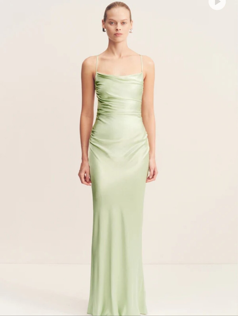 NWT Shona Joy La Lune Satin Slip Maxi Dress in Key Lime (Light Green)